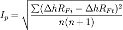 I_p = \sqrt{\frac{\sum(\Delta hR_{Fi} - \Delta hR_{Ft})^2}{n(n+1)}}