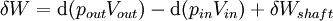 \delta W=\mathrm{d}(p_{out}V_{out})-\mathrm{d}(p_{in}V_{in})+\delta W_{shaft}\,