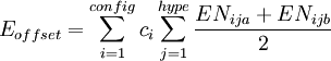 E_{offset} = \sum_{i=1}^{config} c_i \sum_{j=1}^{hype} \frac{EN_{ija} + EN_{ijb}}{2}