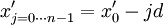 x_{j=0 \cdots n-1}^{\prime} = x_0^\prime - j d