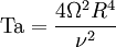 \mathrm{Ta}=\frac{4\Omega^2 R^4}{\nu^2}