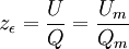 z_\epsilon = \frac{U}{Q} = \frac{U_m}{Q_m}