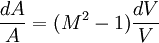 \frac{d A}{A} = (M^2 - 1) \frac{d V}{V}