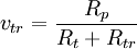 \ v_{tr} = \frac{R_p}{R_t + R_{tr}}