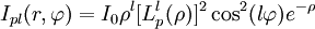 I_{pl} (r,\varphi) = I_0 \rho^l [L_p^l (\rho)]^2 \cos^2 (l\varphi) e^{-\rho}