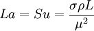 La = Su = \frac{\sigma \rho L}{\mu^2}\,