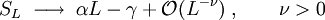 S_L \; \longrightarrow \; \alpha L -\gamma +\mathcal{O}(L^{-\nu}) \; , \qquad  \nu>0 \,\!