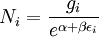 N_i = \frac{g_i}{e^{\alpha+\beta \epsilon_i}}