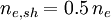 n_{e,sh}=0.5\,n_e